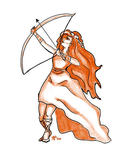 artemis the greek goddess of the hunt drawing