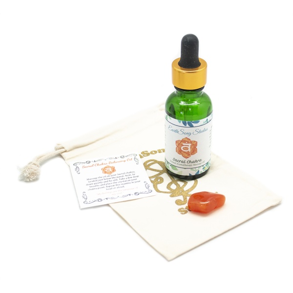 Sacral Chakra Massage Oil with Carnelian Crystal-0